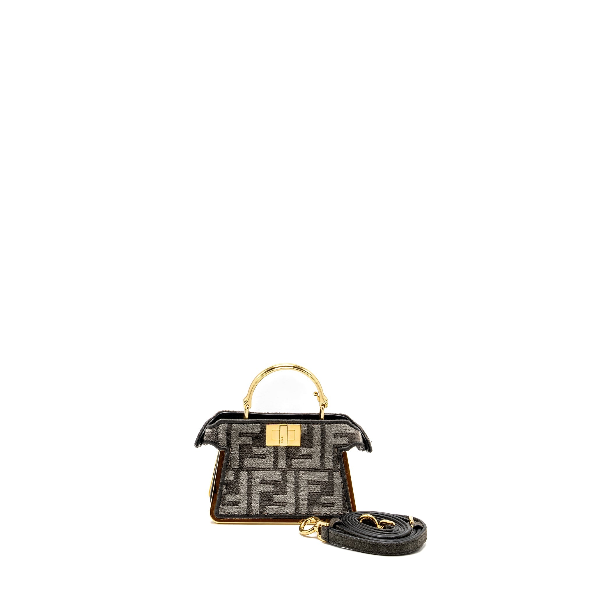 FENDI NANO PEEKABOO BAG FABRIC DARK GREY GHW