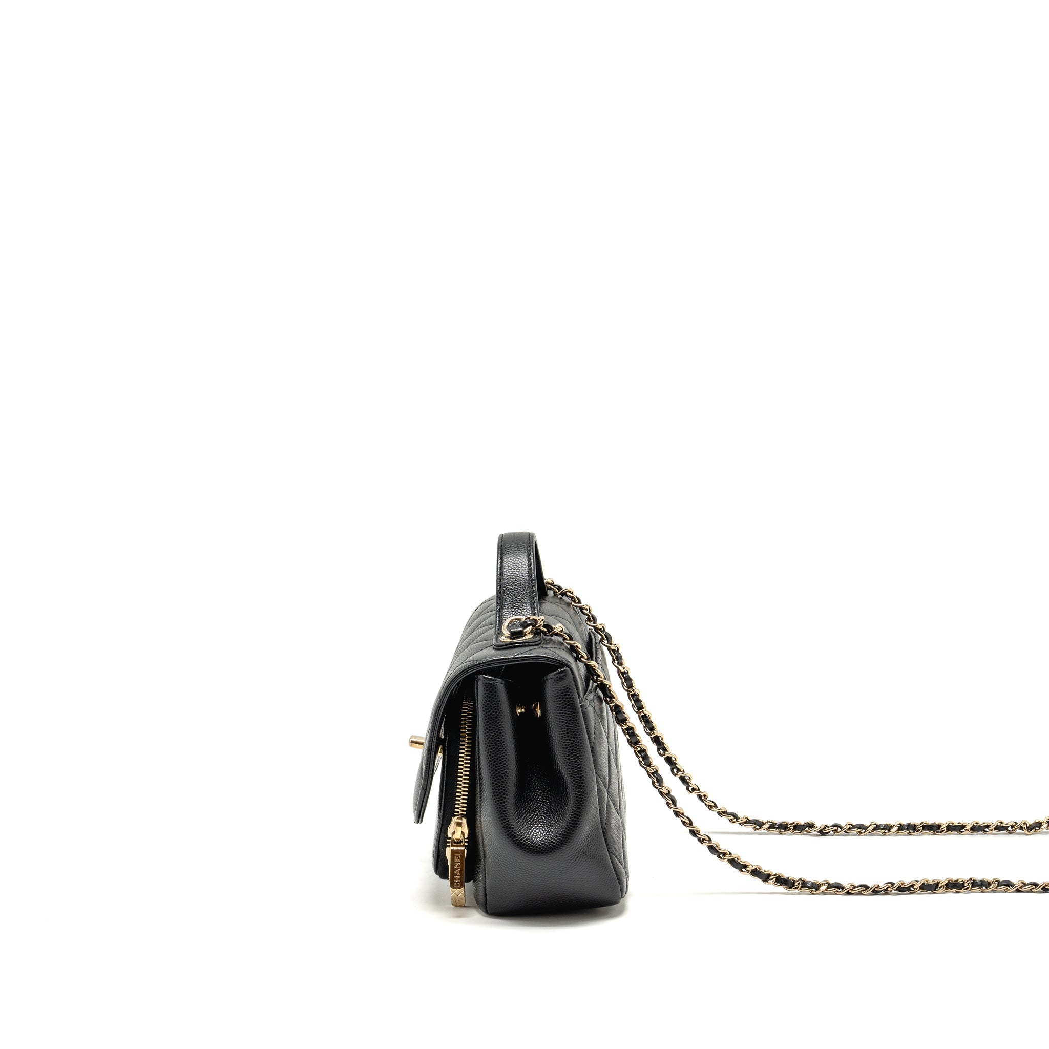 CHANEL SMALL BUSINESS AFFINITY CAVIAR BLACK LGHW