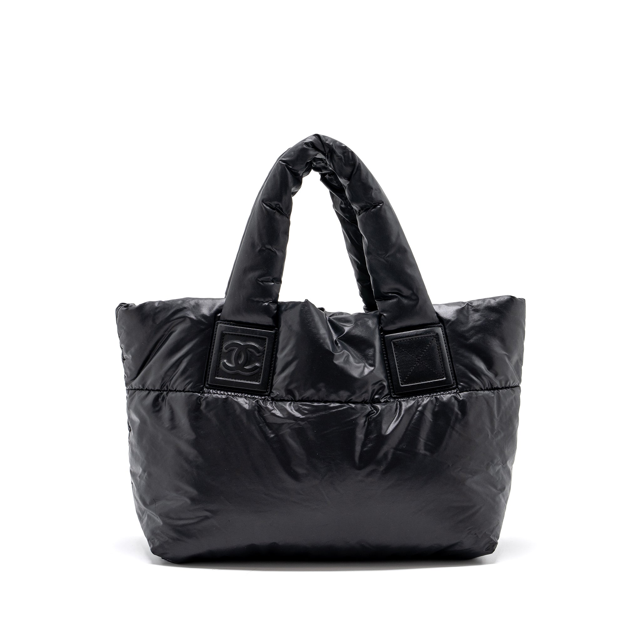 CHANEL SMALL PUFFY DOWN TOTE BAG NYLON BLACK SHW