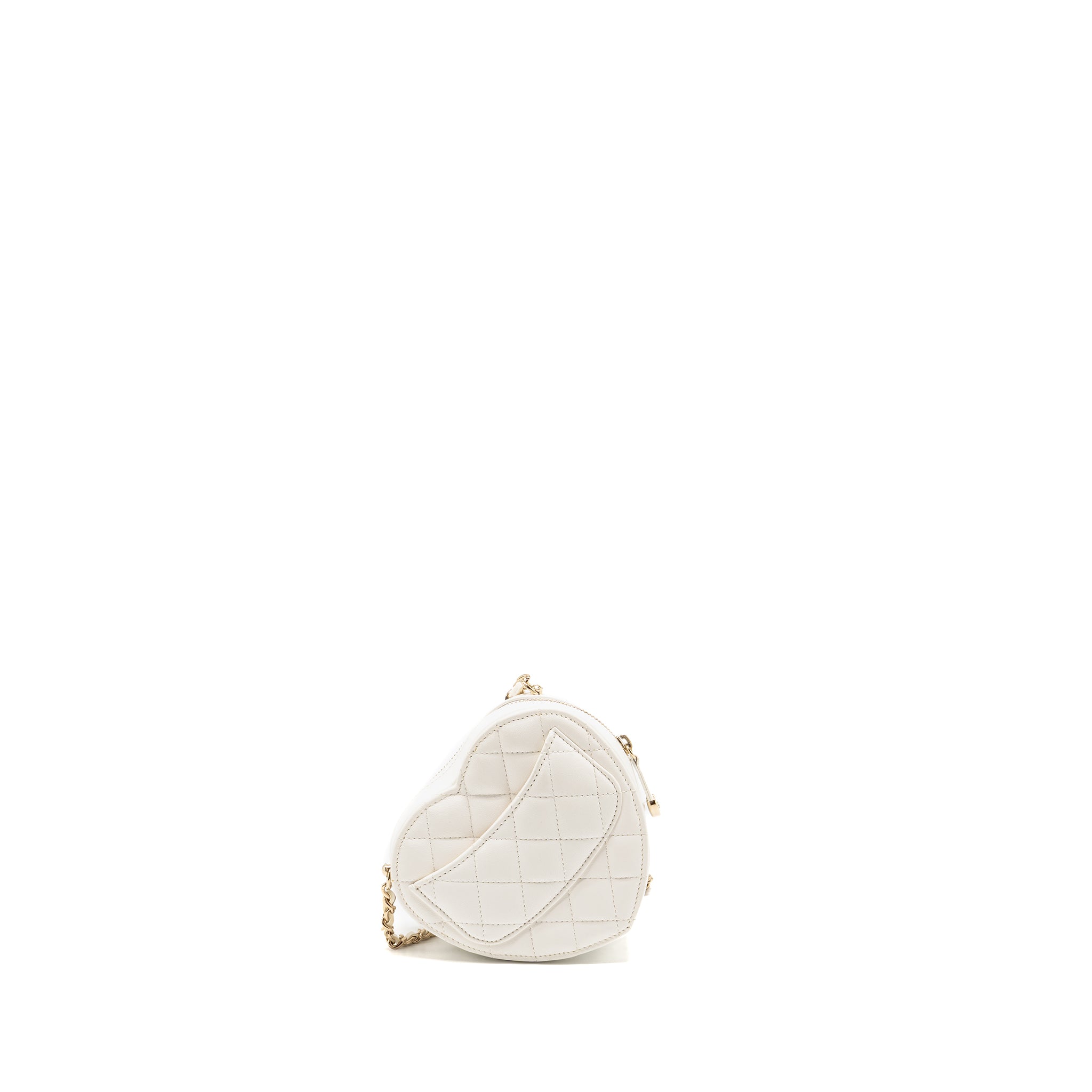CHANEL SMALL HEART BAG LAMBSKIN WHITE LGHW