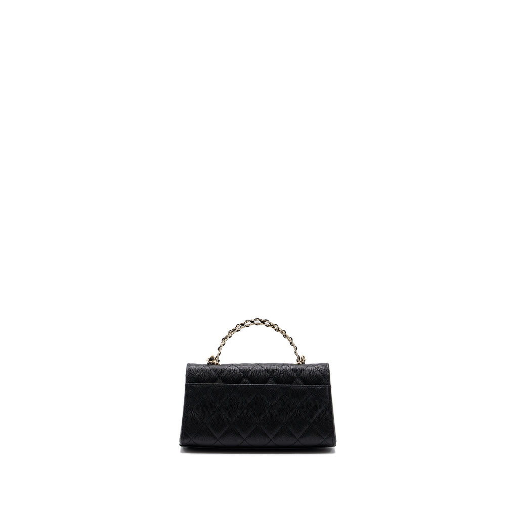 CHANEL TOP HANDLE MINI FLAP BAG WITH CHAIN CAVIAR BLACK LGHW (MICROCHIP)