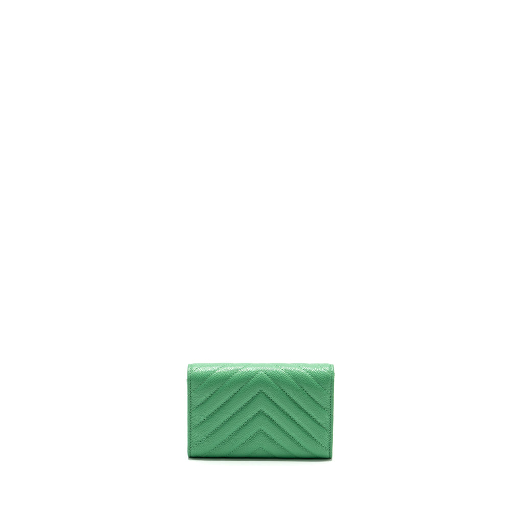 CHANEL CLASSIC FLAP WALLET CHEVRON CAVIAR GREEN SHW