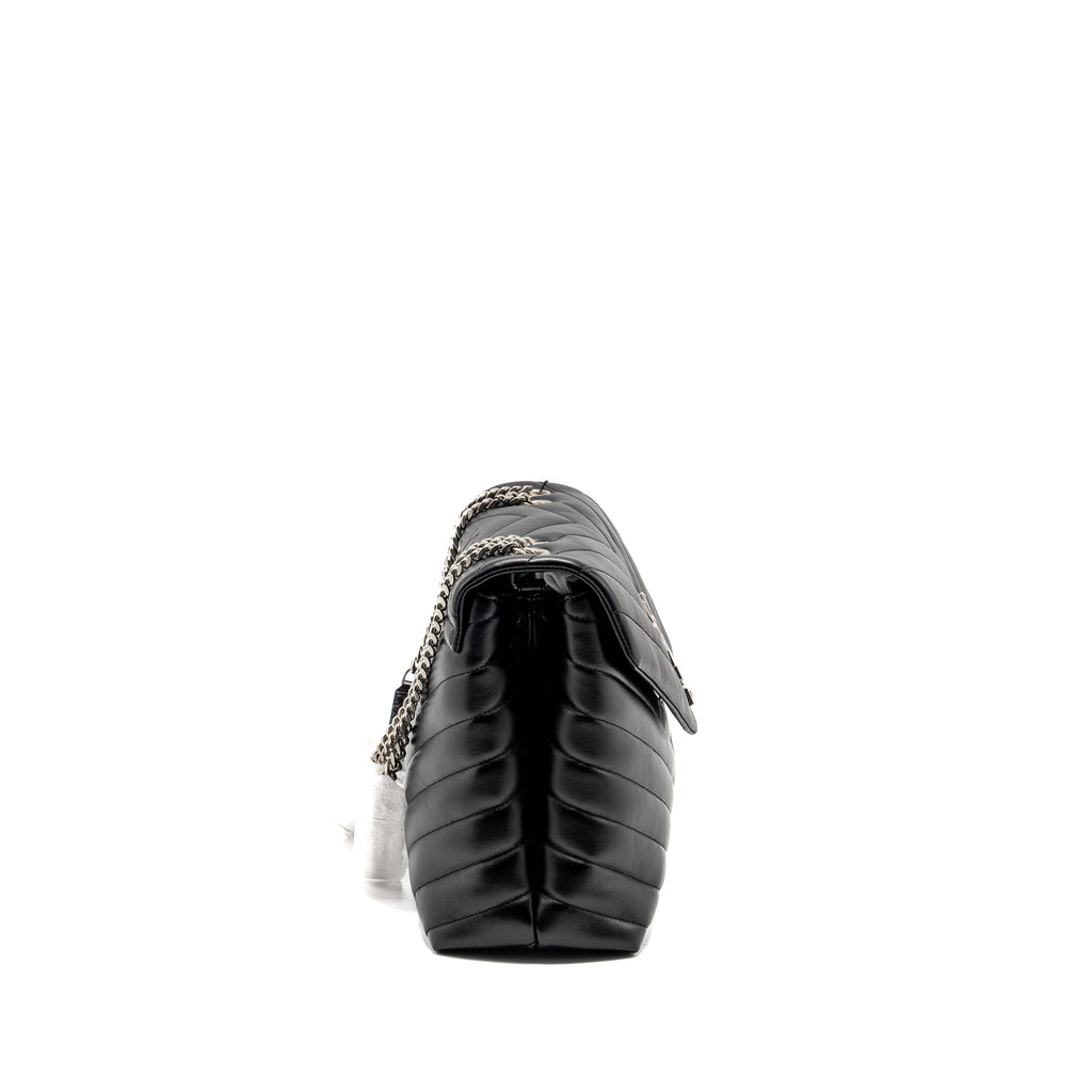 SAINT LAURENT/YSL MEDIUM LOULOU SHOULDER BAG CALFSKIN BLACK SHW
