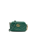 GUCCI SMALL GG MARMONT CROSSBODY CAMERA BAG CALFSKIN GREEN GHW