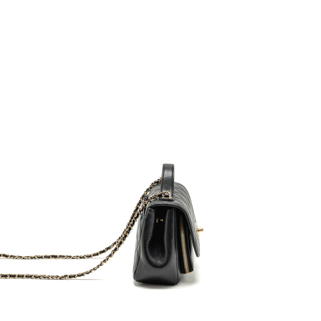 CHANEL SMALL BUSINESS AFFINITY CAVIAR BLACK LGHW