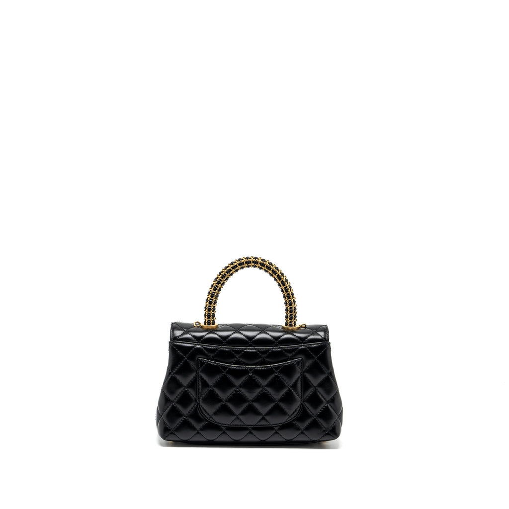 CHANEL SMALL COCO HANDLE LIMITED EDITION SMOOTH CALFSKIN BLACK GHW(MICROCHIP)