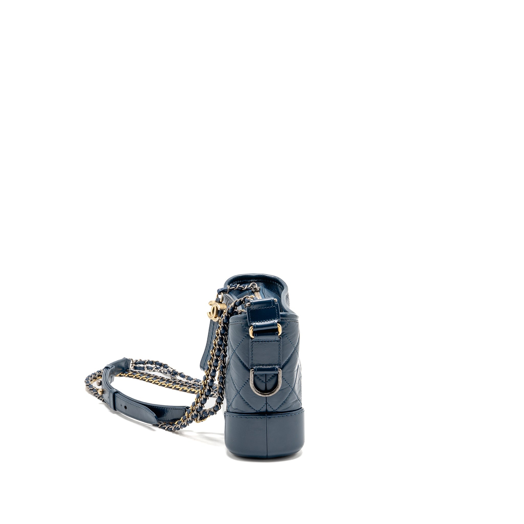 CHANEL SMALL GABRIELLE HOBO BAG AGED CALFSKIN BLUE MULTICOLOURED HARDWARE