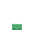 CHANEL CLASSIC FLAP WALLET CHEVRON CAVIAR GREEN SHW