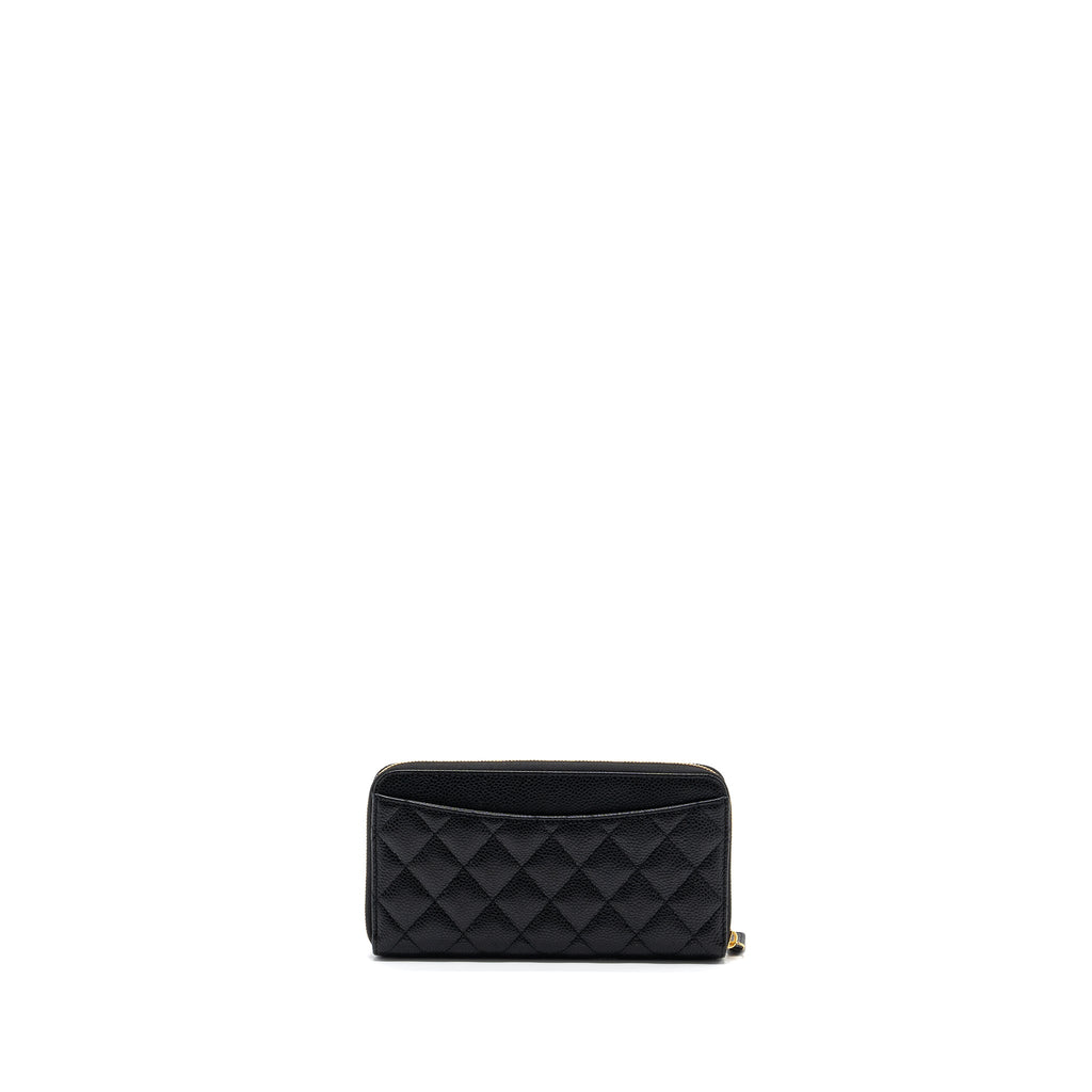 CHANEL CLASSIC LONG ZIPPED WALLET CAVIAR BLACK GHW (MICROCHIP)