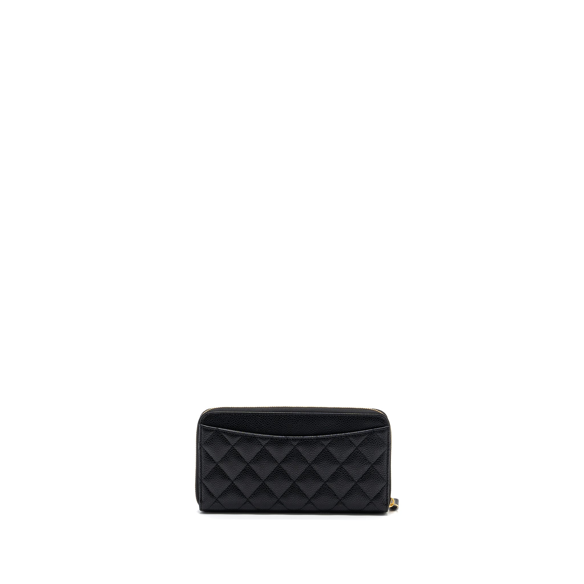 CHANEL CLASSIC LONG ZIPPED WALLET CAVIAR BLACK GHW (MICROCHIP)