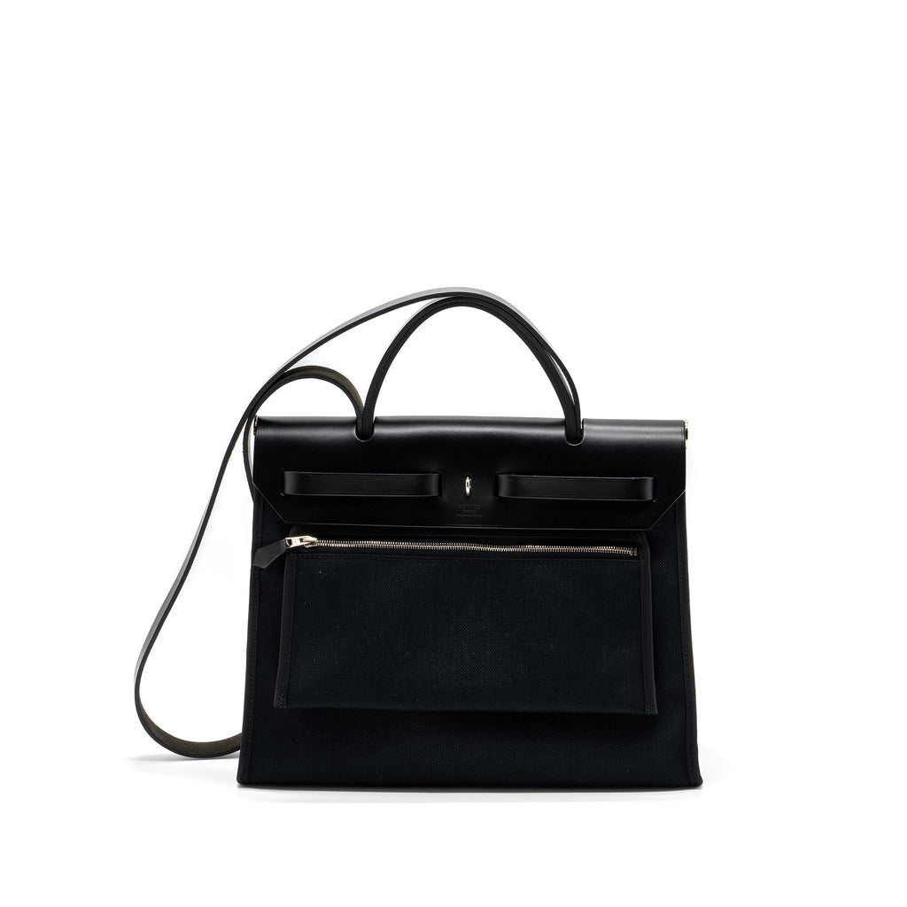 HERMES HERBAG 31 CANVAS/ HUNTER BLACK SHW