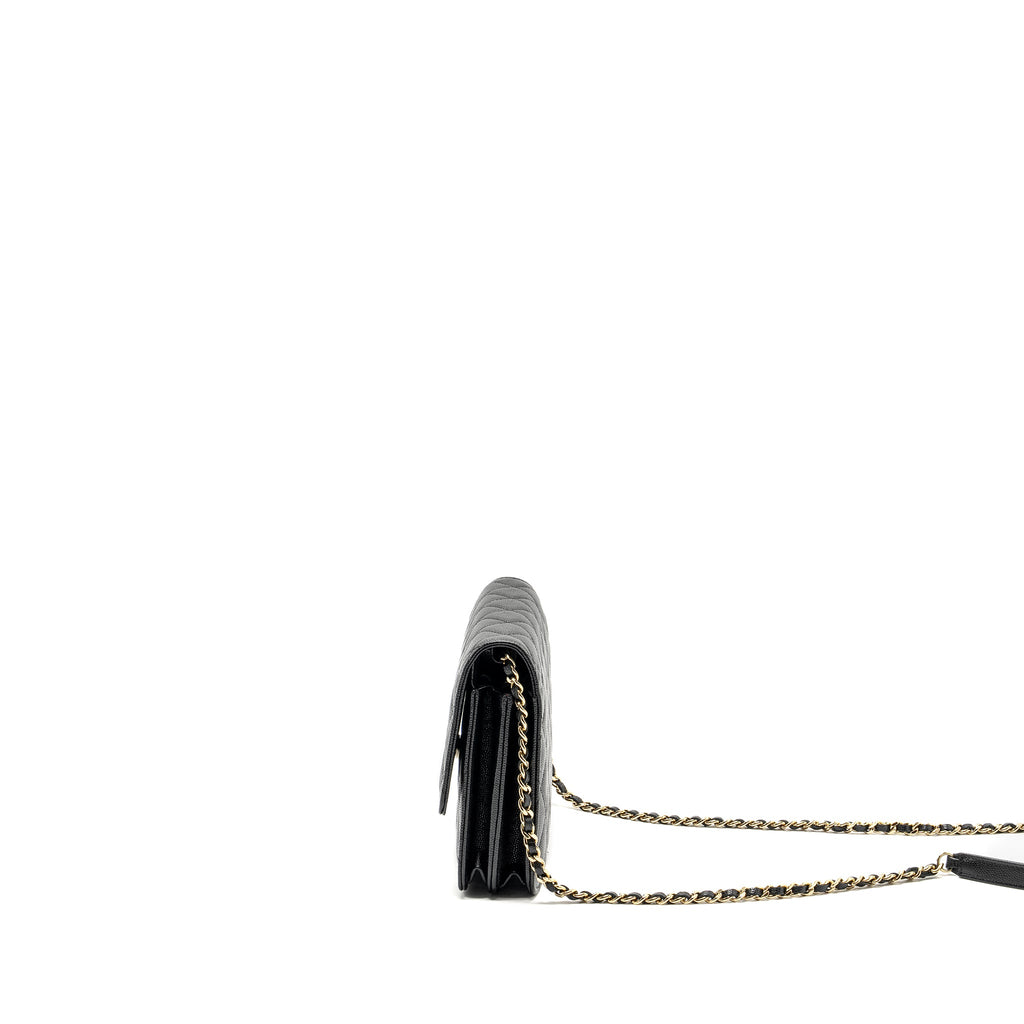CHANEL QUILTED WALLET ON CHAIN CAVIAR BLACK GHW