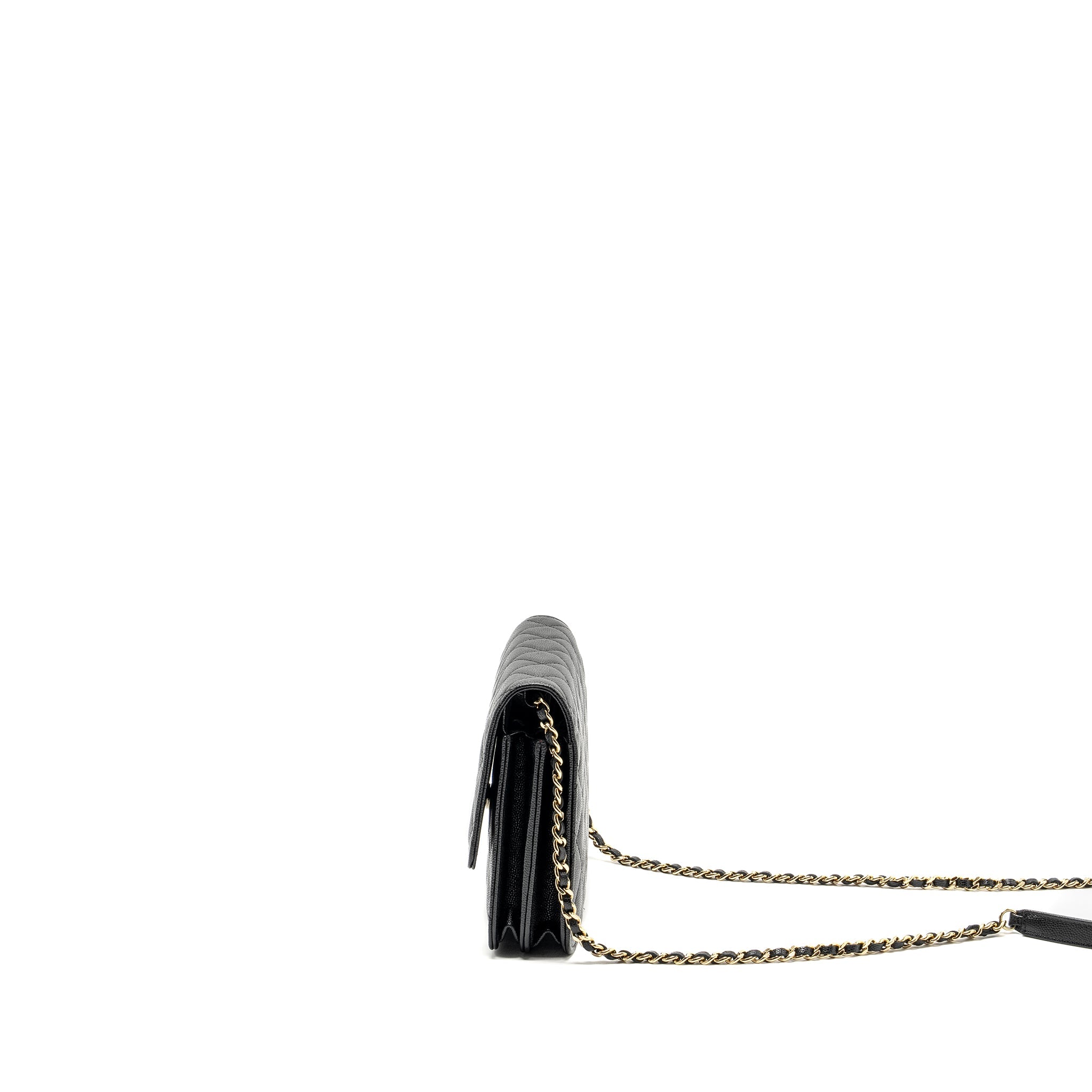 CHANEL QUILTED WALLET ON CHAIN CAVIAR BLACK GHW