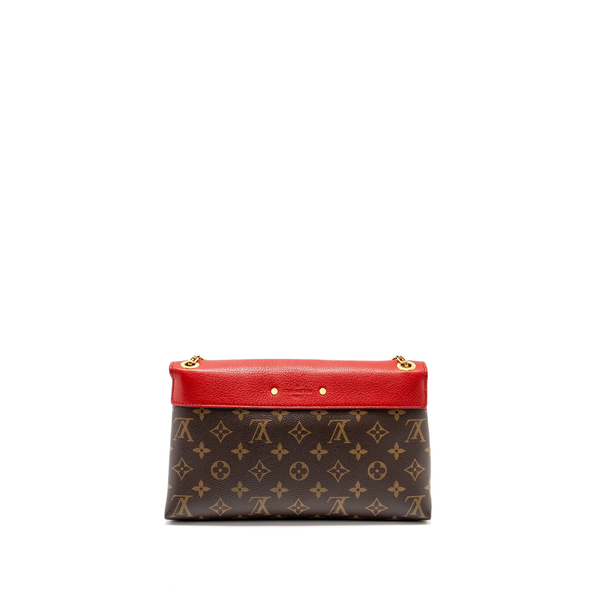 LOUIS VUITTON PALLAS CHAIN BAG MONOGRAM CANVAS/LEATHER RED GHW