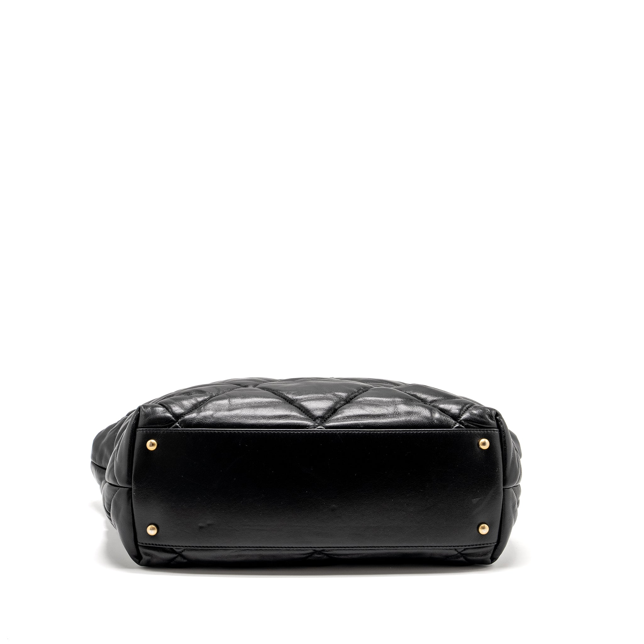 CHANEL NEW YORK BOWLING BAG QUILTED LAMBSKIN BLACK GHW