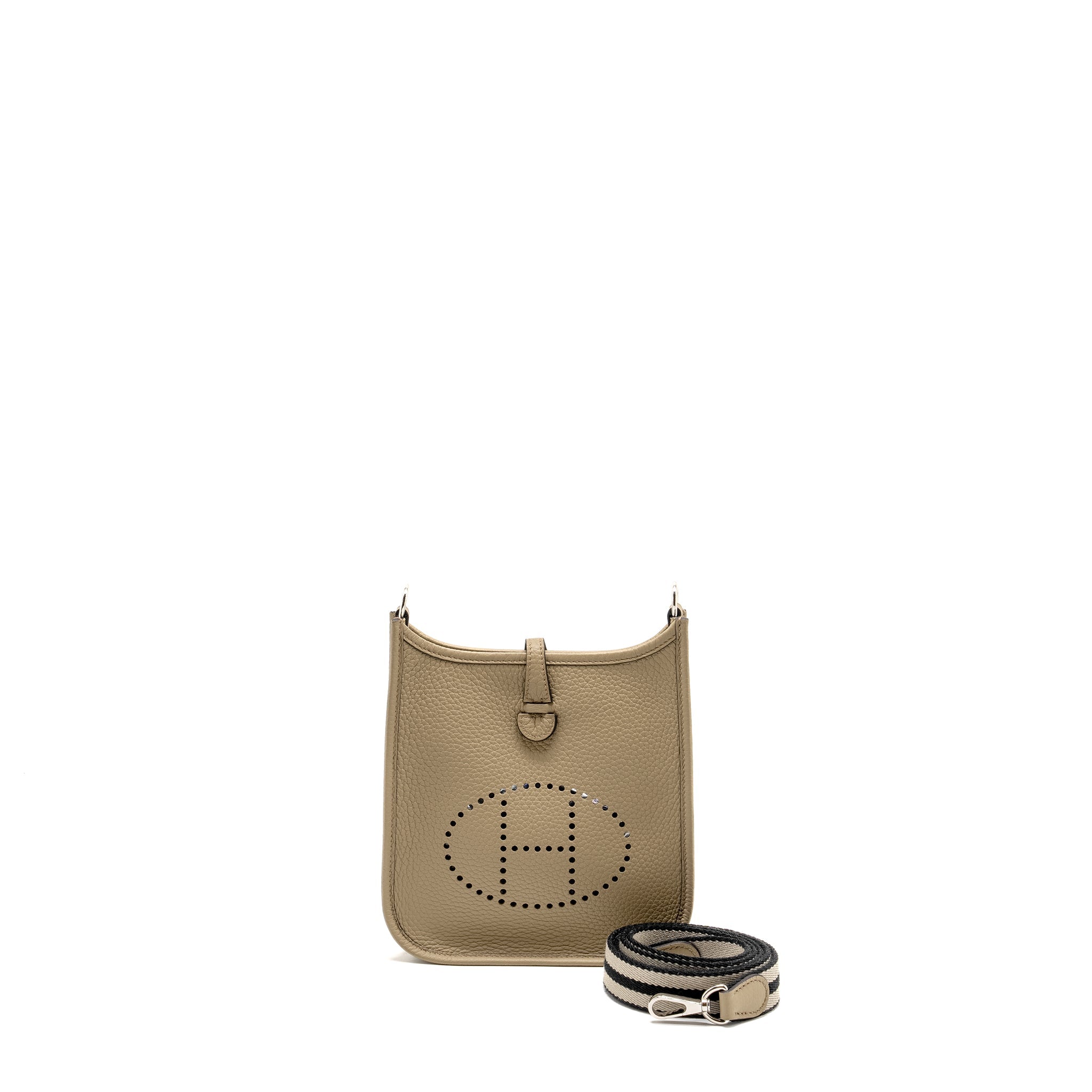 HERMES MINI EVELYNE CLEMENCE BEIGE MARFA / MULTICOLOUR STRAP SHW