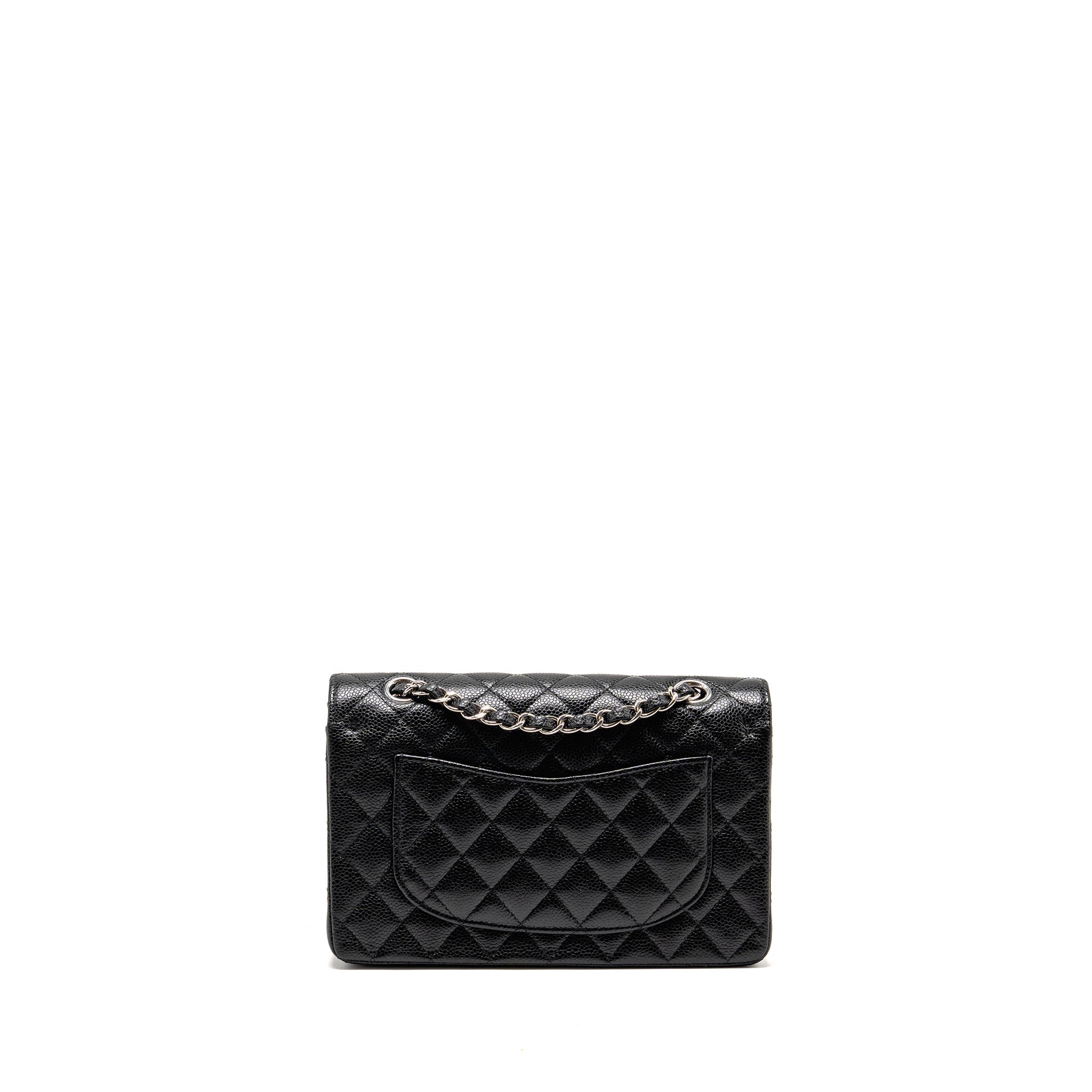 CHANEL SMALL CLASSIC DOUBLE FLAP BAG CAVIAR BLACK SHW