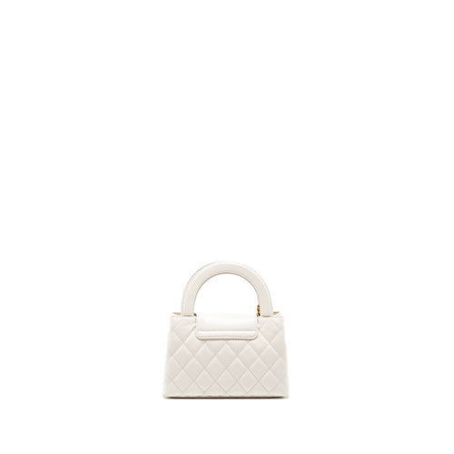 CHANEL 23K MINI KELLY SHOPPING TOTE BAG CALFSKIN WHITE GHW (MICROCHIP)