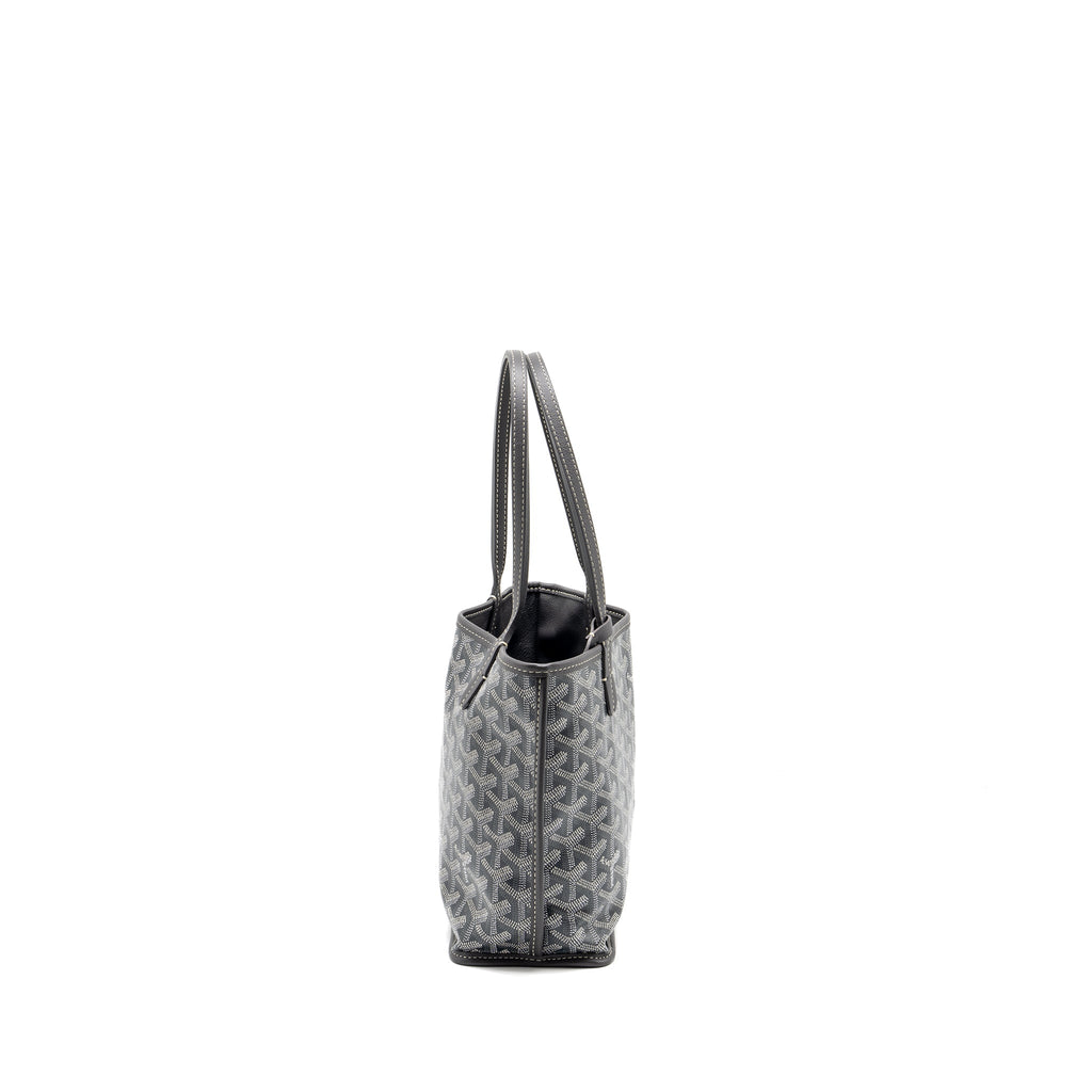 GOYARD MINI ANJOU TOTE BAG GOYARDLINE CANVAS/CALFSKIN GREY SHW