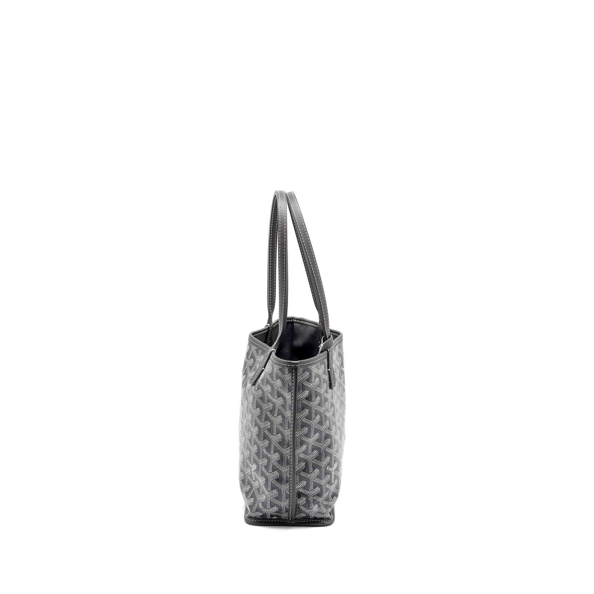 GOYARD MINI ANJOU TOTE BAG GOYARDLINE CANVAS/CALFSKIN GREY SHW