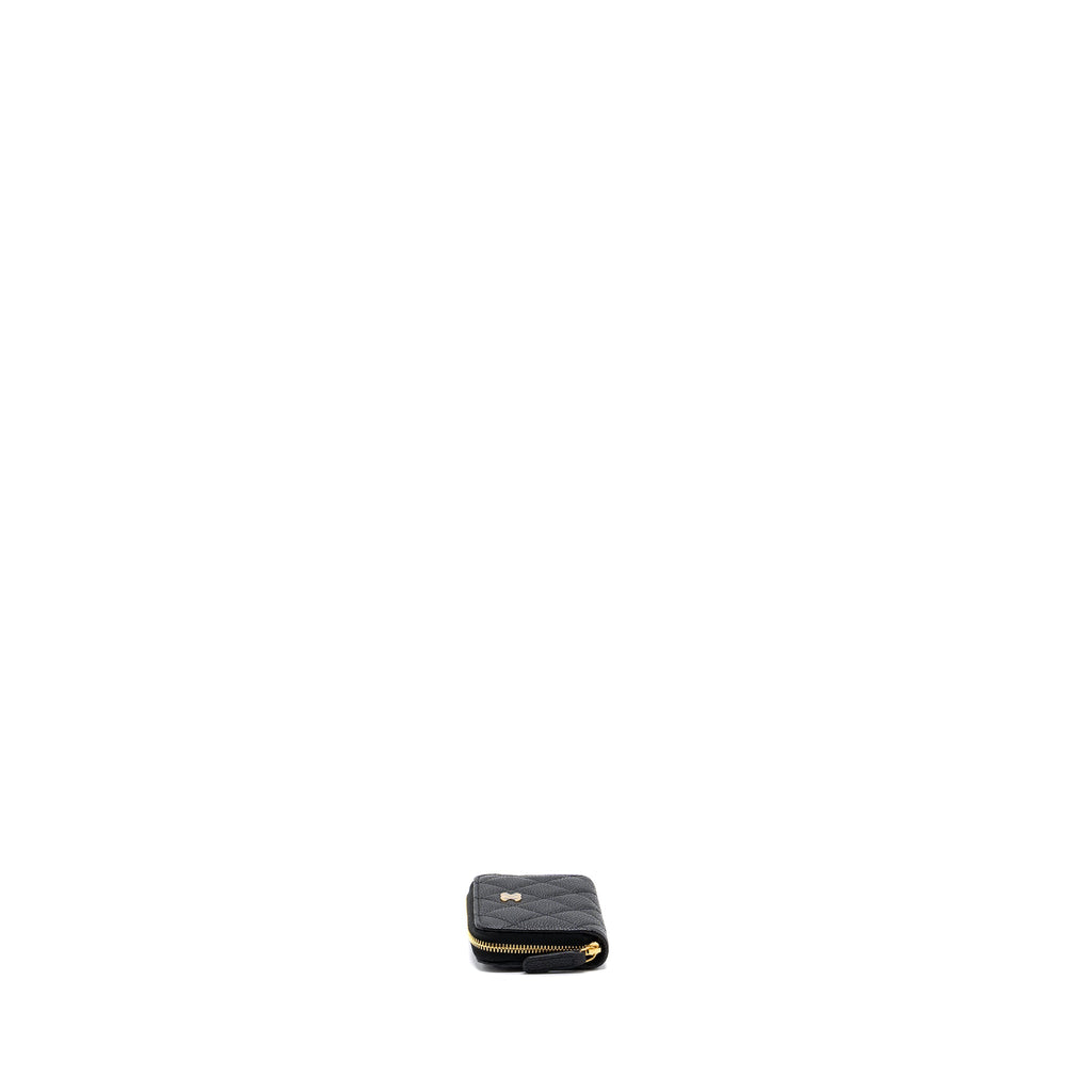 CHANEL QUILTED ZIPPER CARD HOLDER CAVIAR BLACK GHW (MICROCHIP)