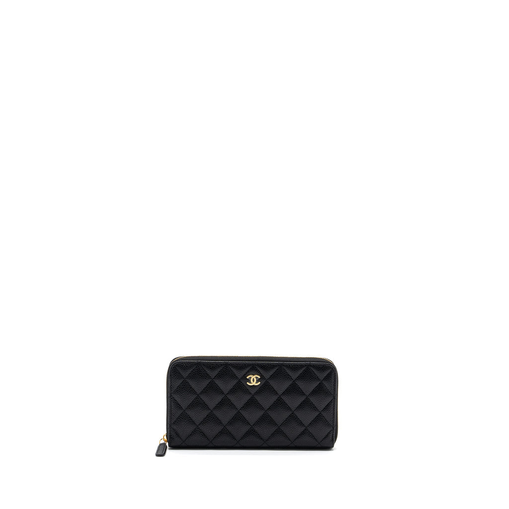 CHANEL CLASSIC LONG ZIPPED WALLET CAVIAR BLACK GHW (MICROCHIP)