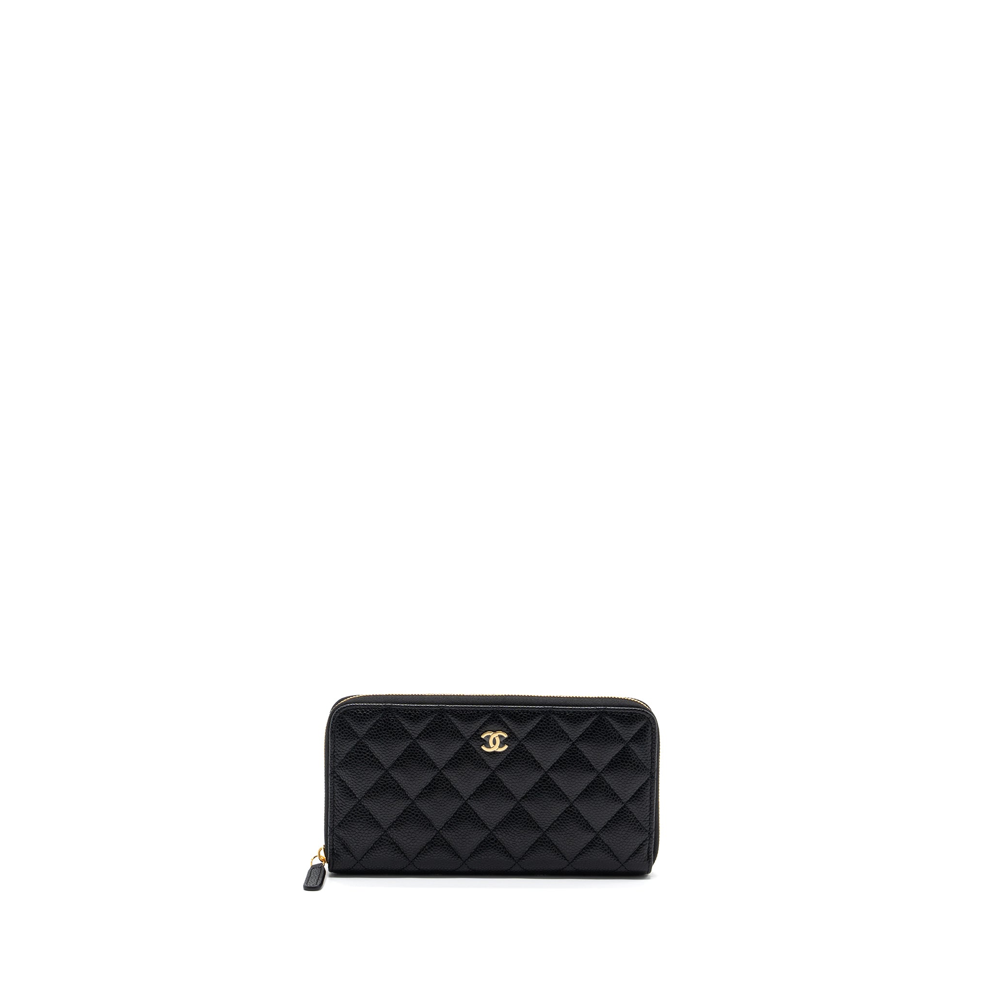 CHANEL CLASSIC LONG ZIPPED WALLET CAVIAR BLACK GHW (MICROCHIP)