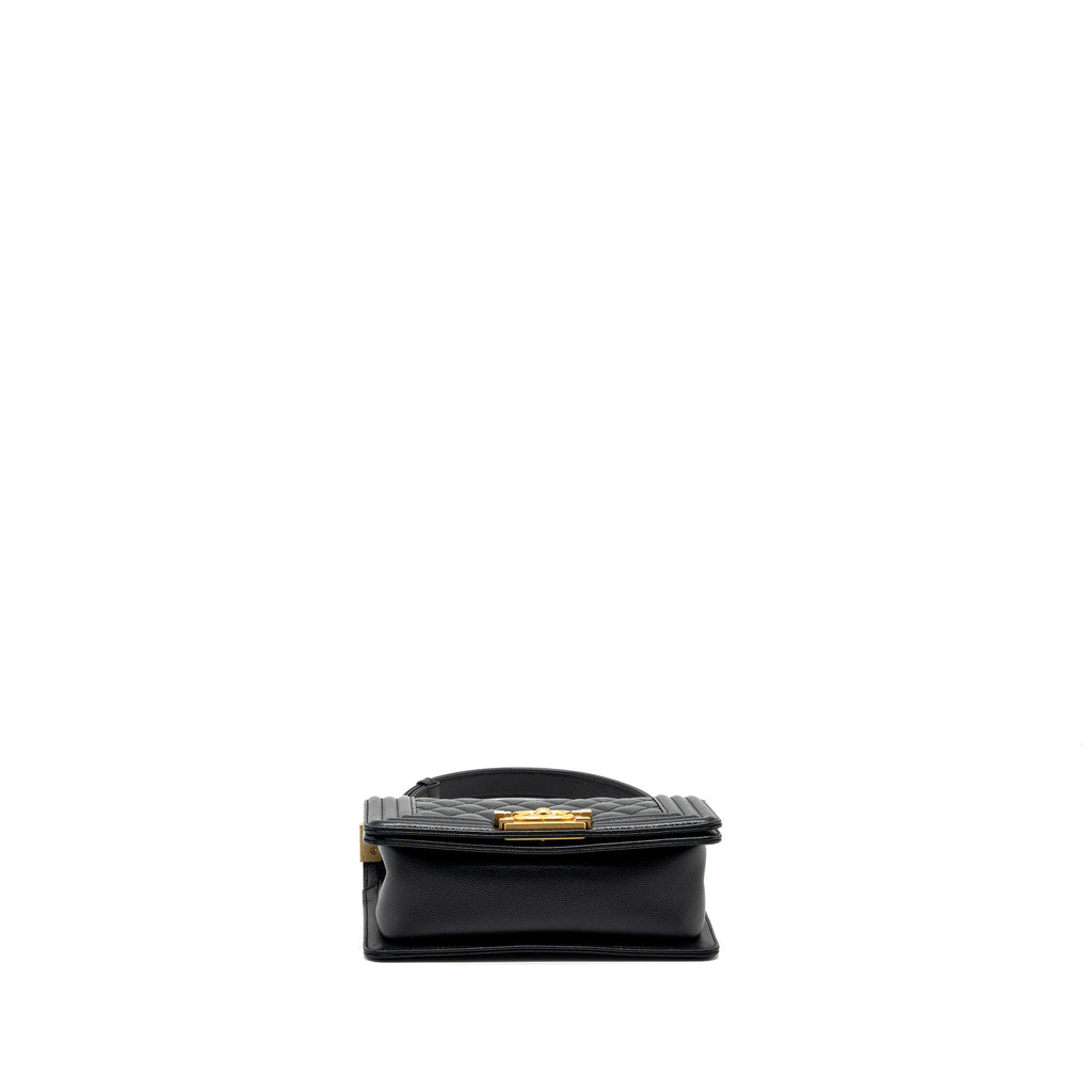 CHANEL SMALL BOY BAG CAVIAR BLACK GHW (MICROCHIP)