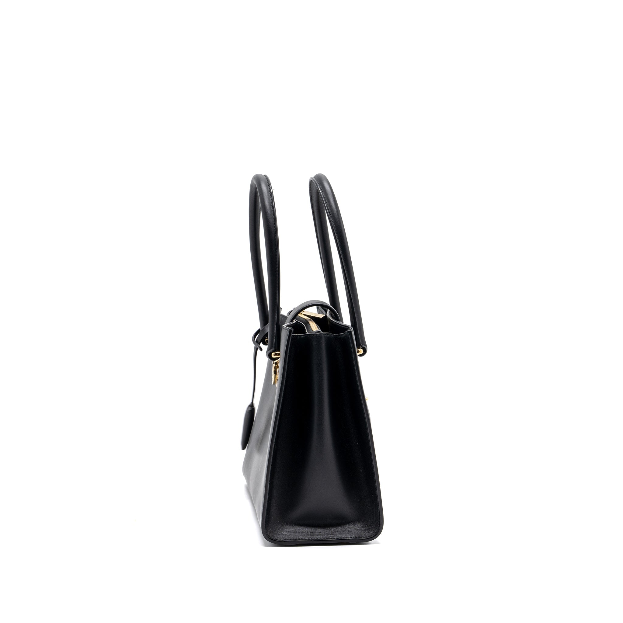 SALVATORE FERRAGAMO TOTE BAG CALFSKIN BLACK GHW