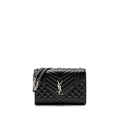 SAINT LAURENT/YSL MEDIUM ENVELOPE CHAIN BAG GRAINED CALFSKIN MIX MATELASSE BLACK SHW