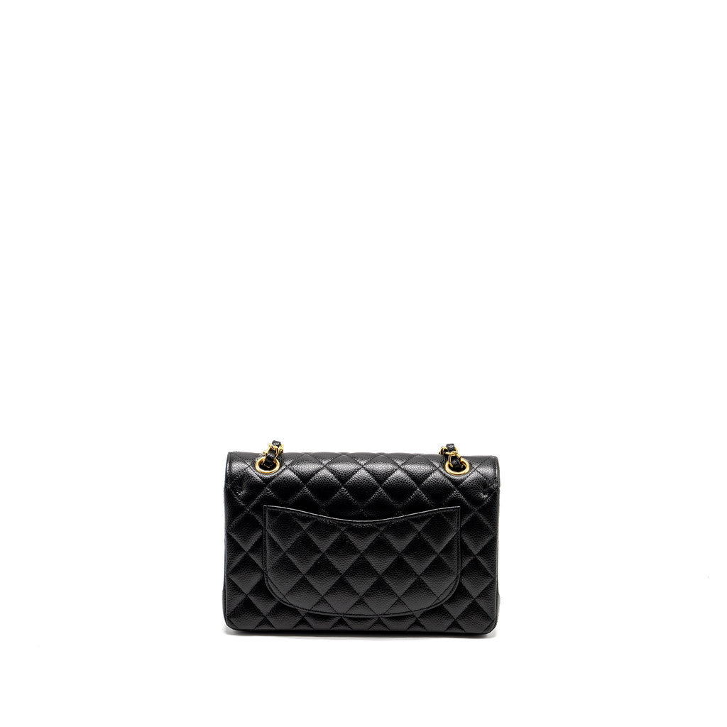 CHANEL SMALL CLASSIC DOUBLE FLAP BAG CAVIAR BLACK GHW