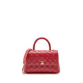CHANEL SMALL COCO HANDLE CAVIAR RED LGHW (MICROCHIP)