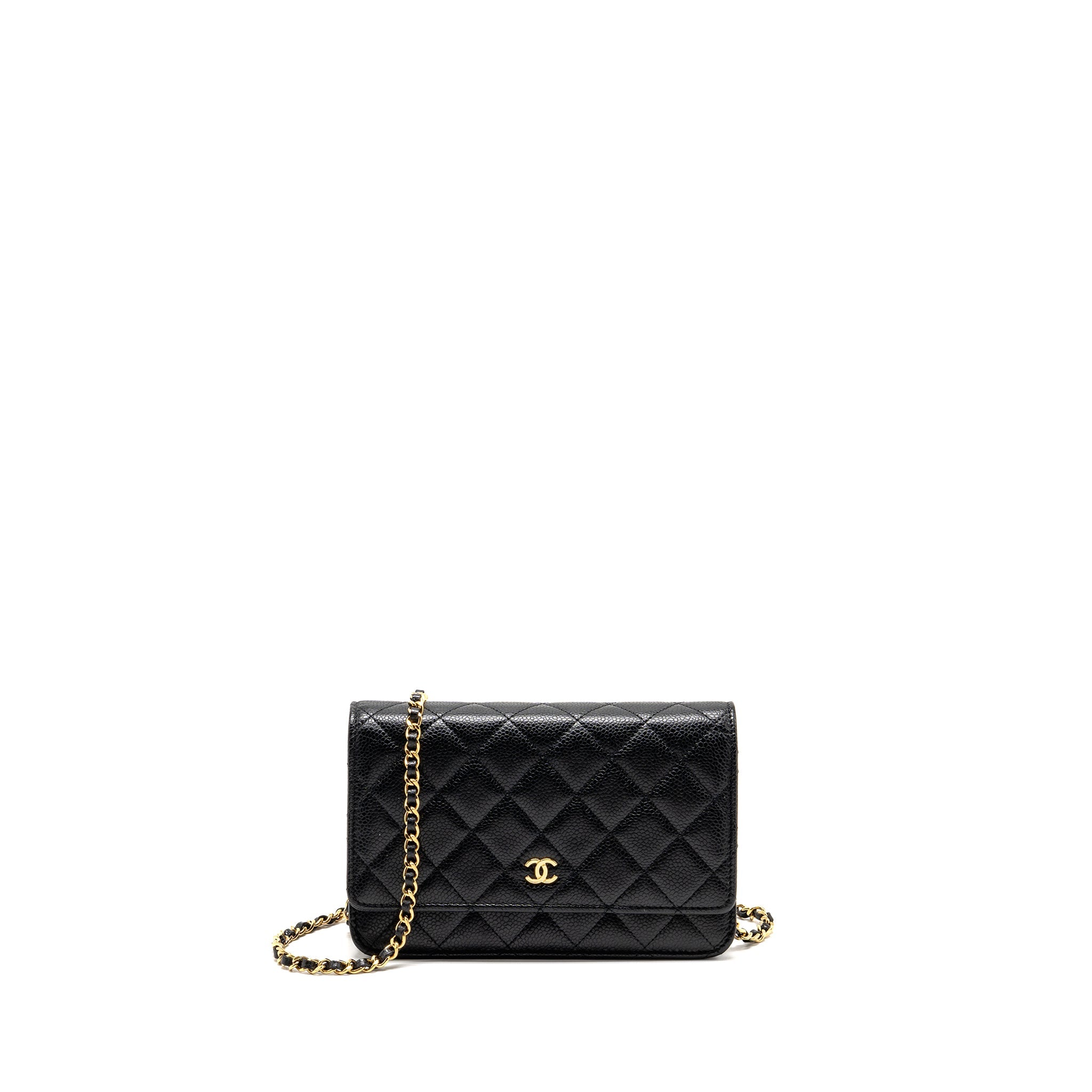 CHANEL CLASSIC WALLET ON CHAIN CAVIAR BLACK GHW (MICROCHIP)