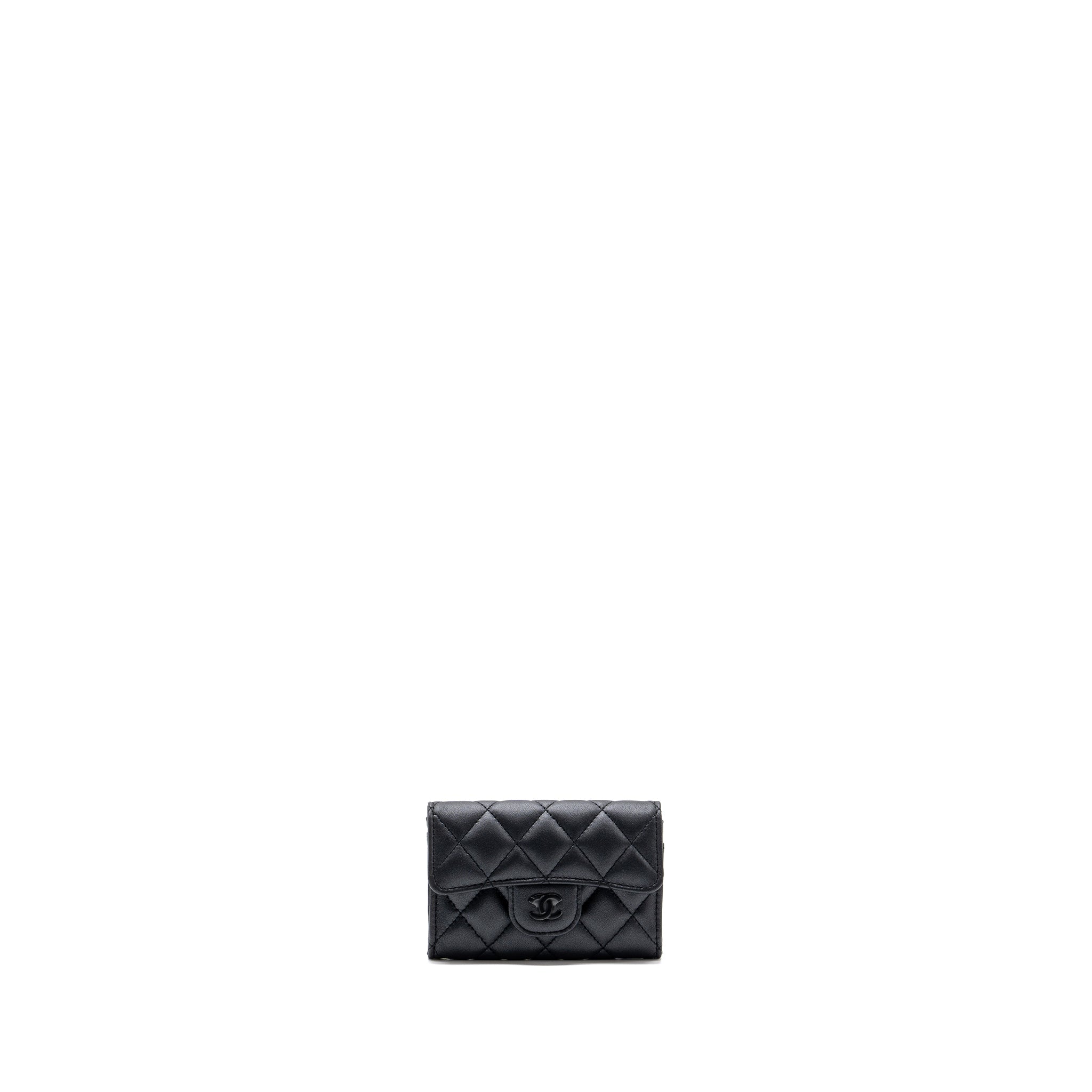 CHANEL CLASSIC FLAP CARD HOLDER LAMBSKIN SO BLACK SHW (MICROCHIP)