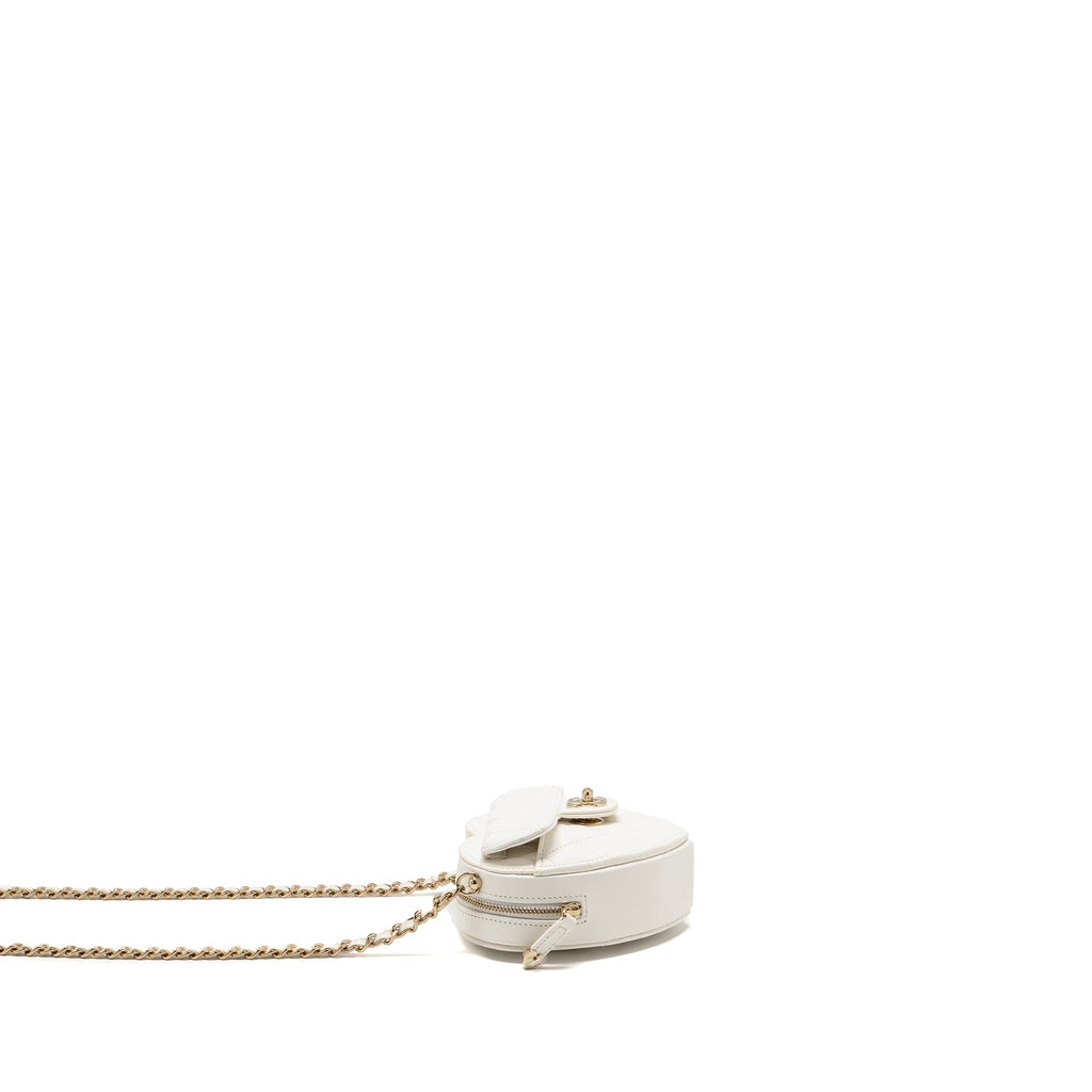 CHANEL SMALL HEART BAG LAMBSKIN WHITE LGHW