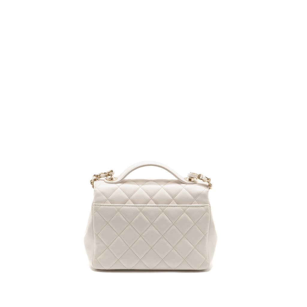 CHANEL MEDIUM BUSINESS AFFINITY CAVIAR WHITE LGHW