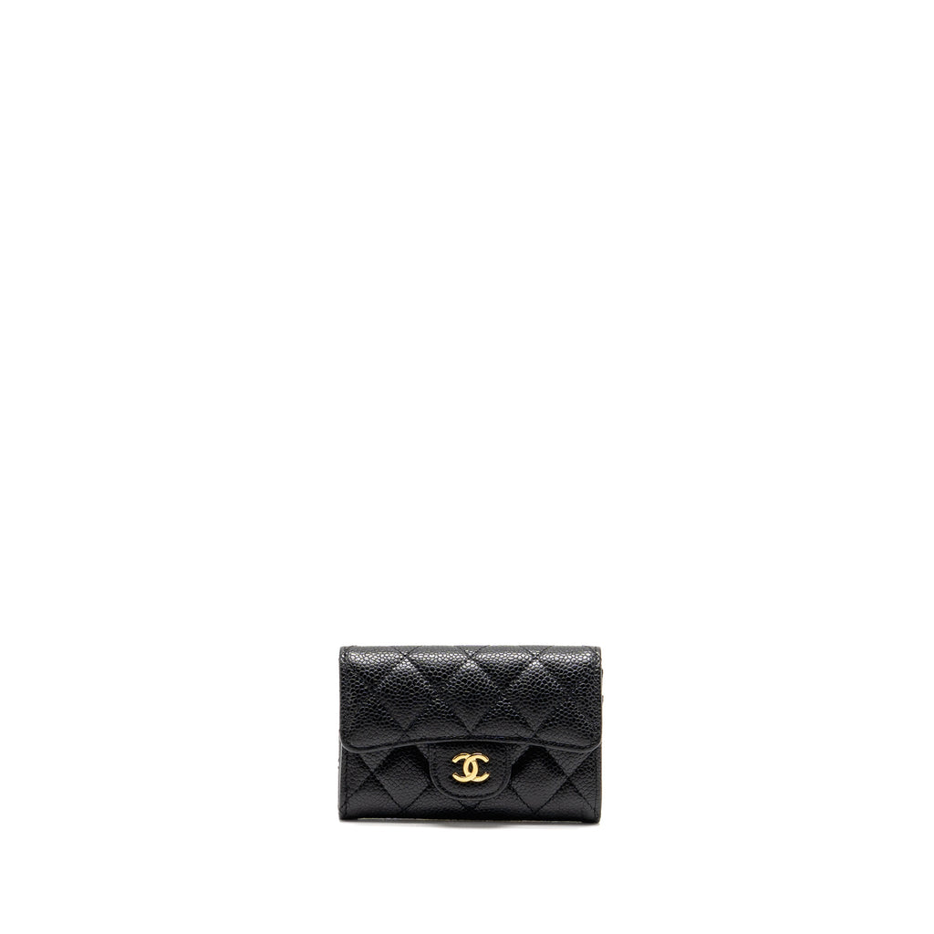 CHANEL CLASSIC FLAP CARD HOLDER CAVIAR BLACK GHW (MICROCHIP)