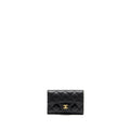 CHANEL CLASSIC FLAP CARD HOLDER CAVIAR BLACK GHW (MICROCHIP)