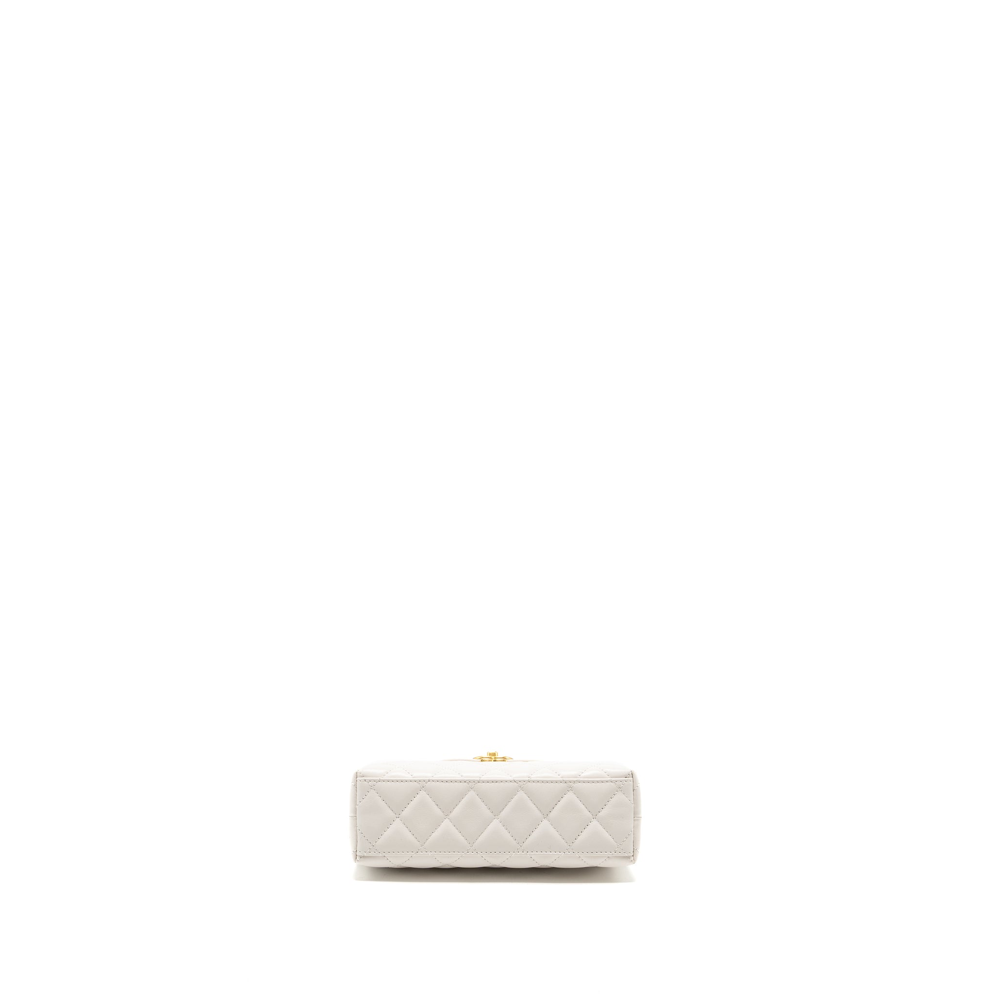 CHANEL 23K MINI KELLY SHOPPING TOTE BAG CALFSKIN WHITE GHW (MICROCHIP)