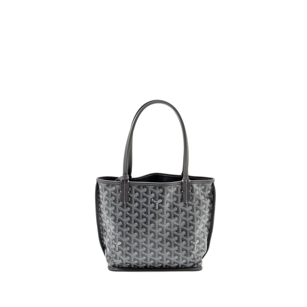 GOYARD MINI ANJOU TOTE BAG GOYARDLINE CANVAS/CALFSKIN GREY SHW