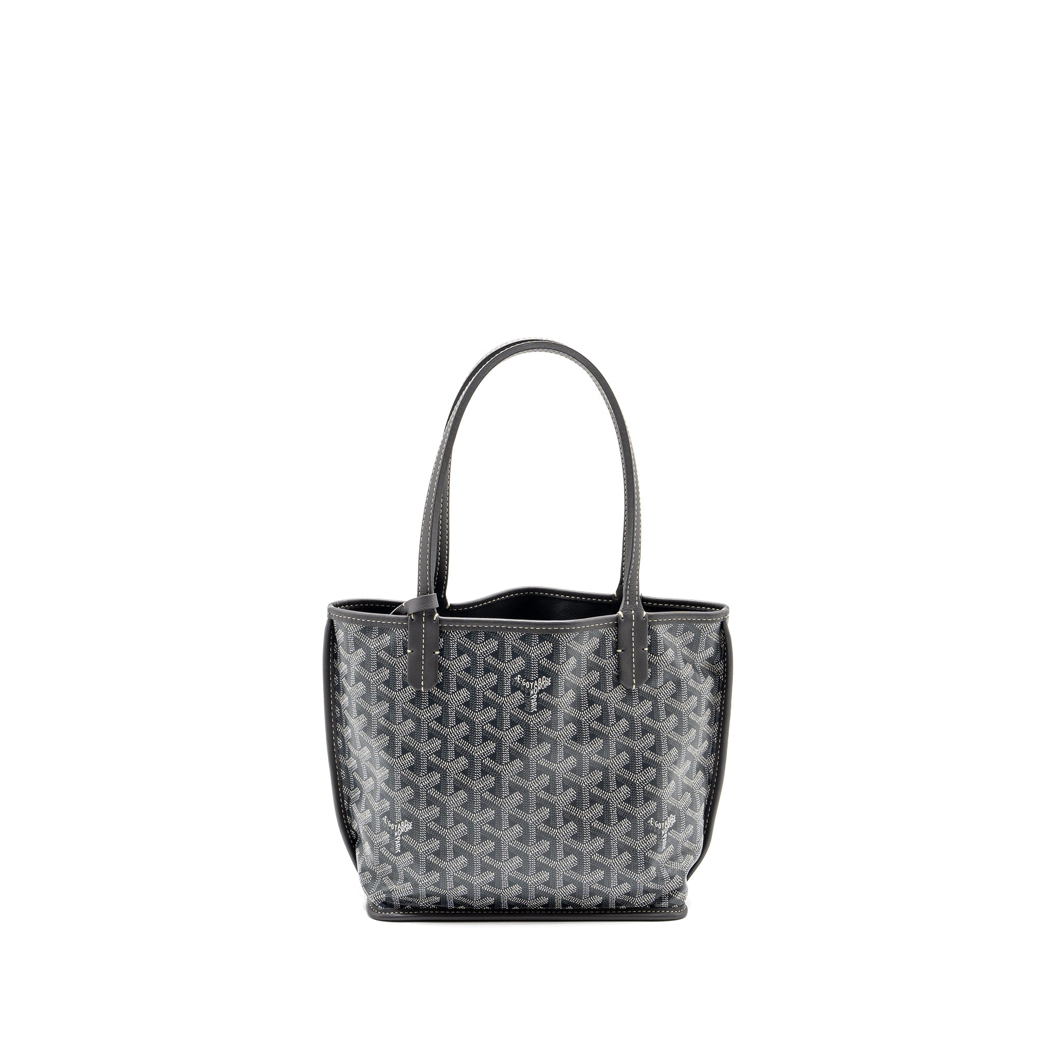GOYARD MINI ANJOU TOTE BAG GOYARDLINE CANVAS/CALFSKIN GREY SHW