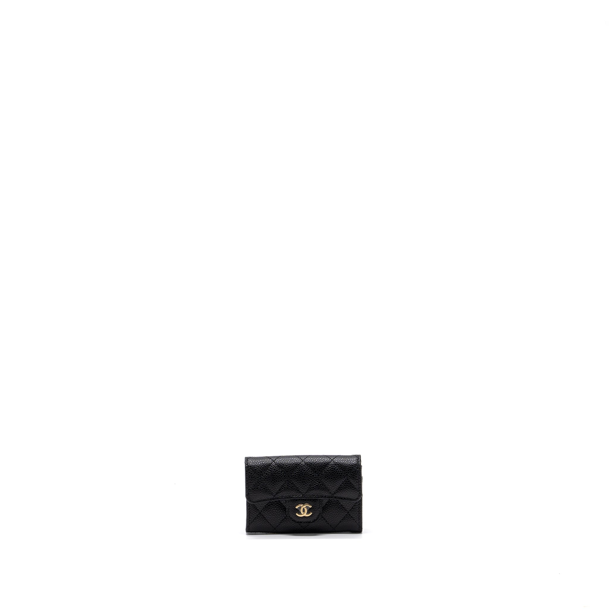 CHANEL CLASSIC FLAP CARD HOLDER CAVIAR BLACK GHW (MICROCHIP)