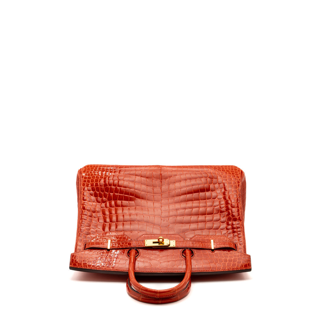 HERMES BIRKIN 35 SHINY CROCODILE POROSUS FEU GHW