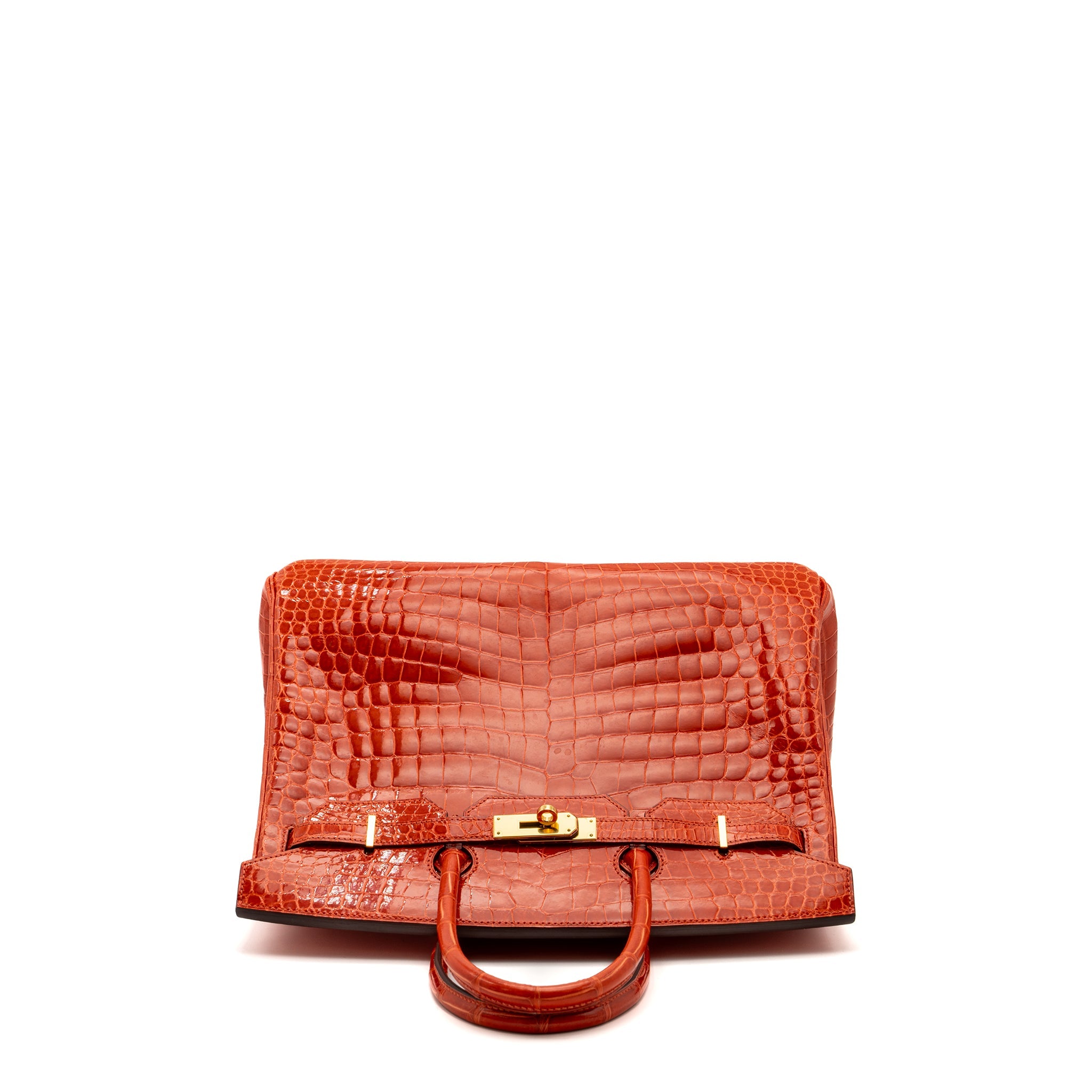 HERMES BIRKIN 35 SHINY CROCODILE POROSUS FEU GHW