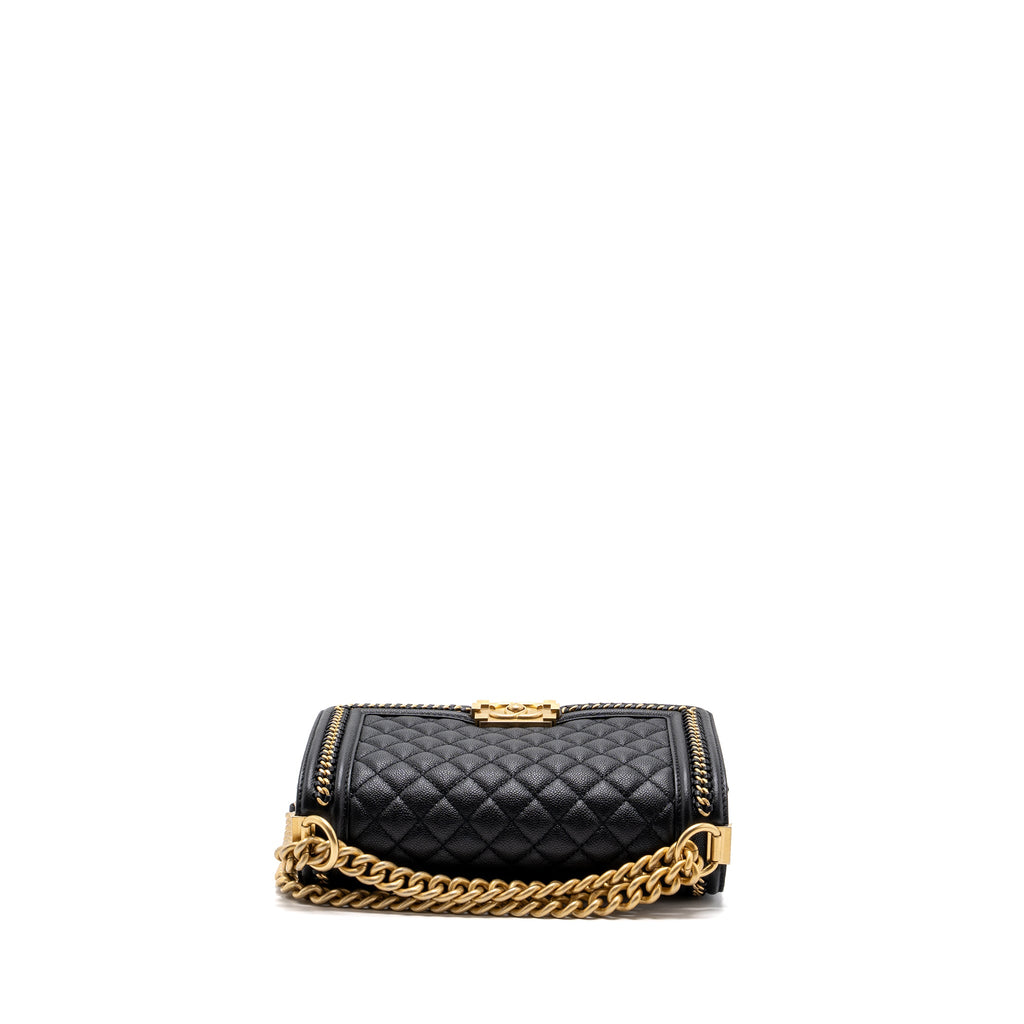 CHANEL MEDIUM BOY BAG LIMITED EDITION CAVIAR BLACK GHW (MICROCHIP)