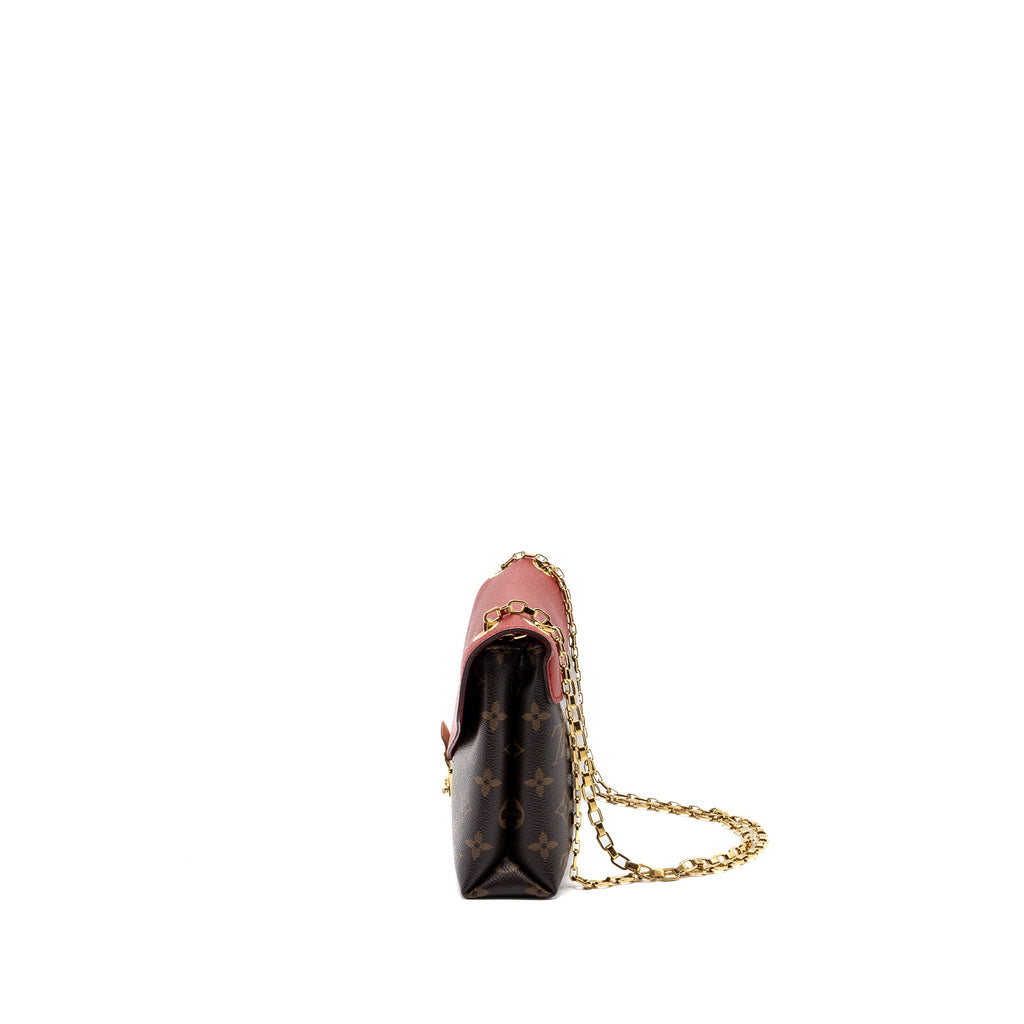 LOUIS VUITTON PALLAS CHAIN BAG MONOGRAM CANVAS / CALFSKIN RED GHW