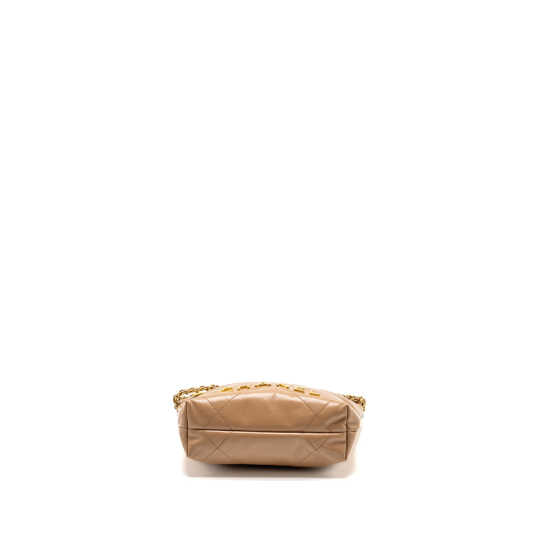 CHANEL MINI 22 BAG CALFSKIN DARK BEIGE GHW (MICROCHIP)