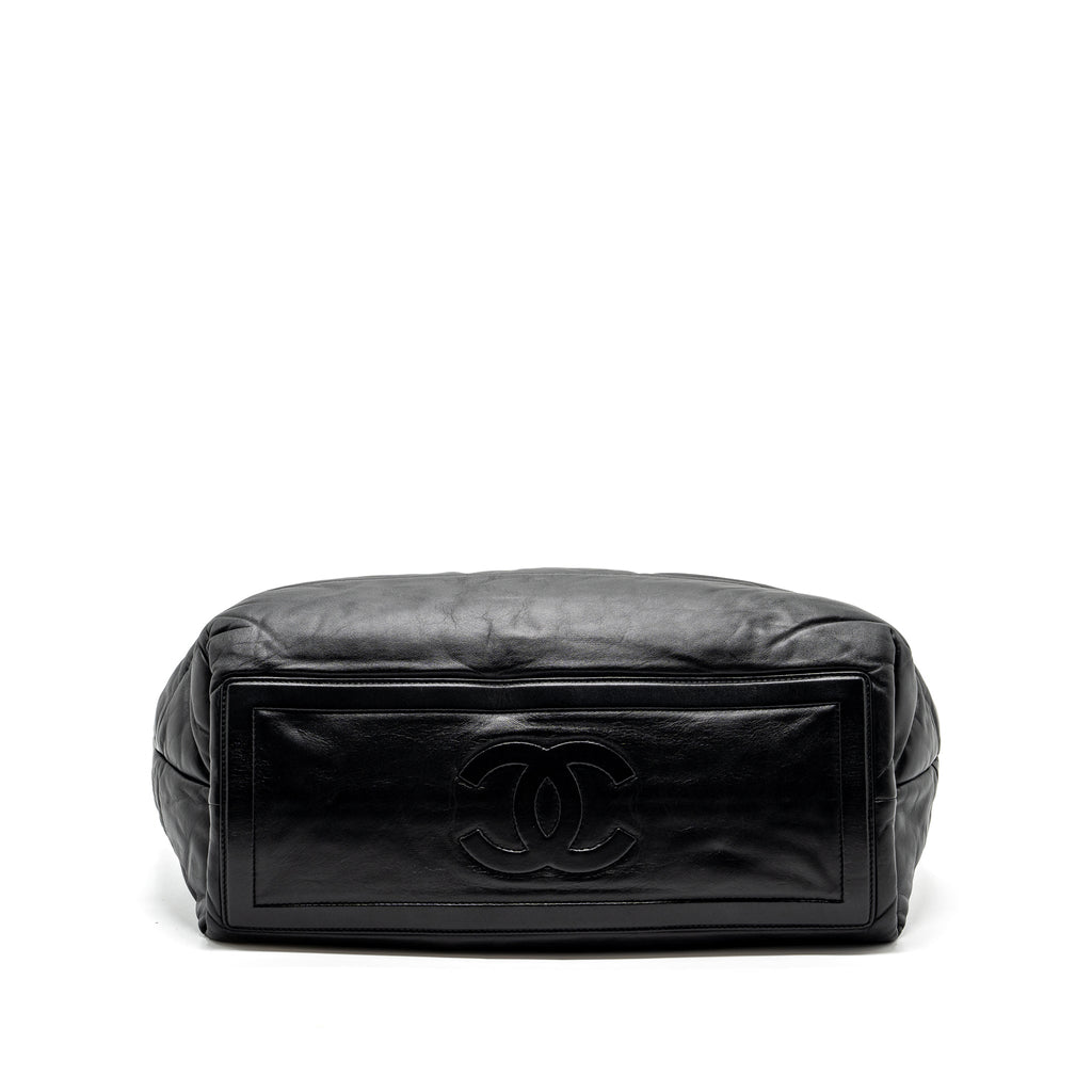 CHANEL PUFFY DOWN DOWN TOTE BAG LAMBSKIN BLACK SHW