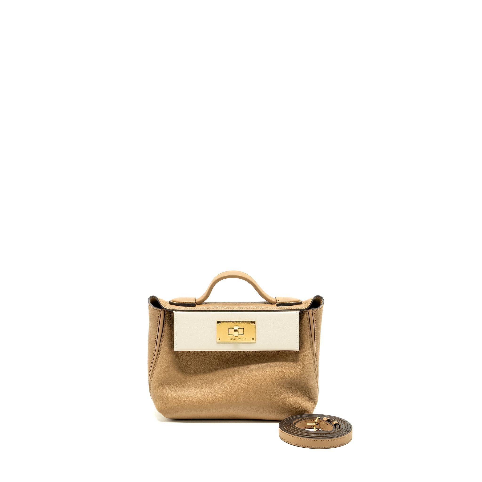 HERMES MINI 24/24 2424-21 BAG EVERCOLOR/SWIFT CHAI/NATA/CUIVRE GHW