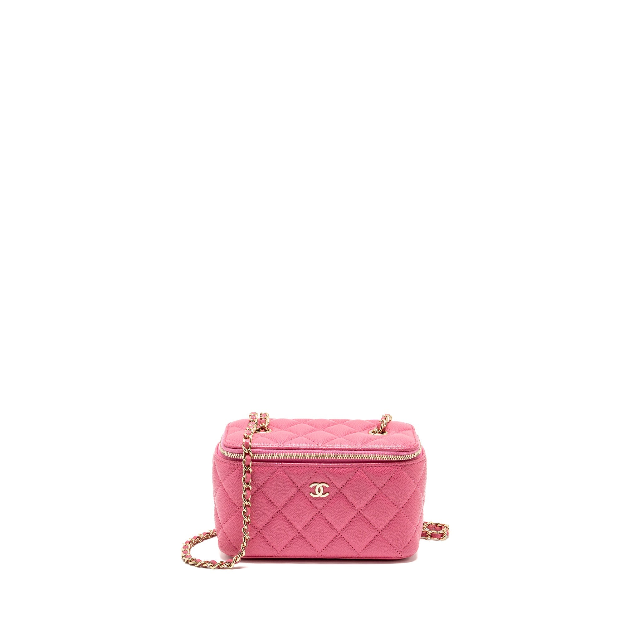 CHANEL LONG VANITY CASE WITH CHAIN CAVIAR HOT PINK LGHW
